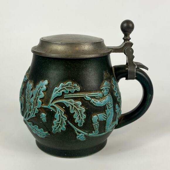 1973 Beer Stein Hunting Scene Hounds Damaged Mug Vtg 100 Year Gift Fathers Day - Picture 3 of 15